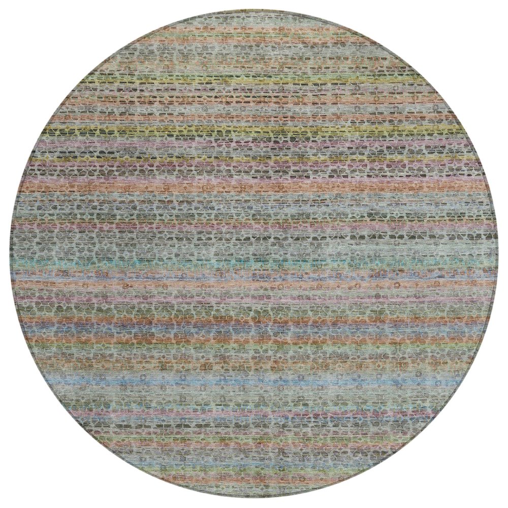 Machine Washable Indoor/Outdoor Chantille ACN2155 Aqua 8 x 8 Round Rug