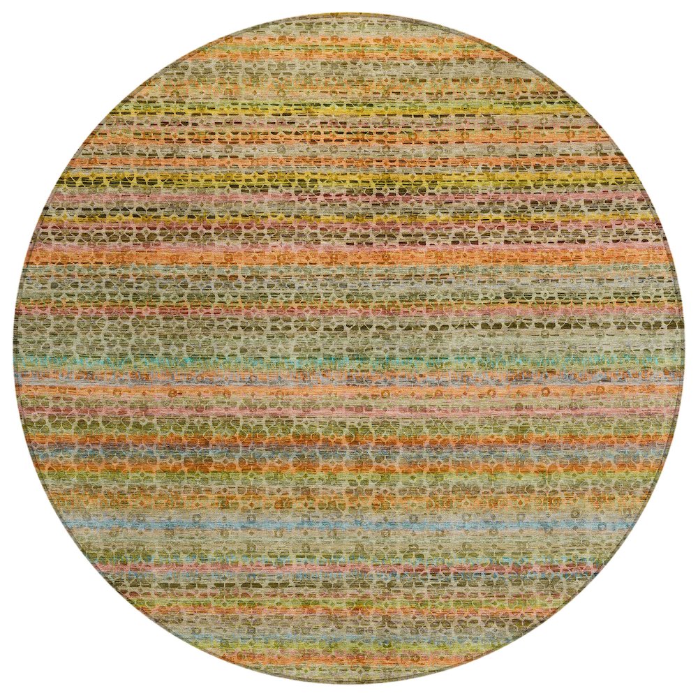 Machine Washable Indoor/Outdoor Chantille ACN2155 Coral 8 x 8 Round Rug