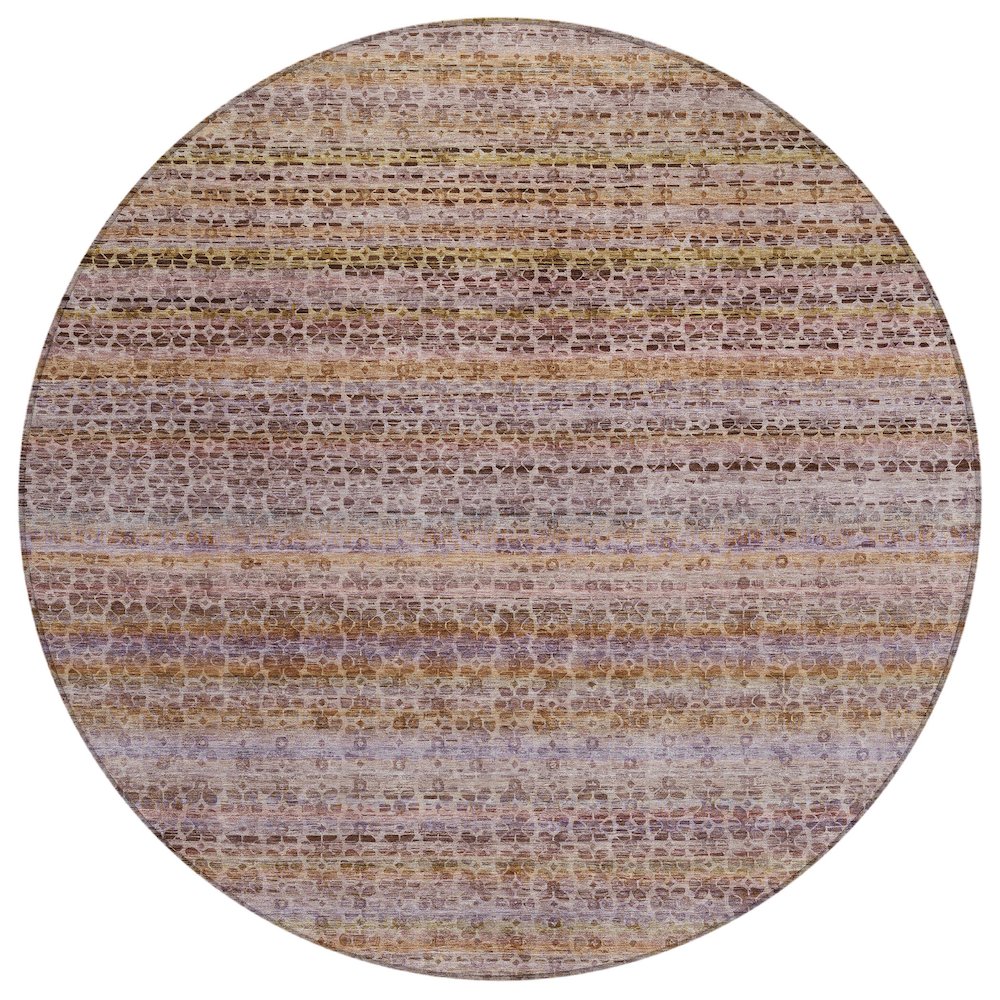 Machine Washable Indoor/Outdoor Chantille ACN2155 Khaki 8 x 8 Round Rug