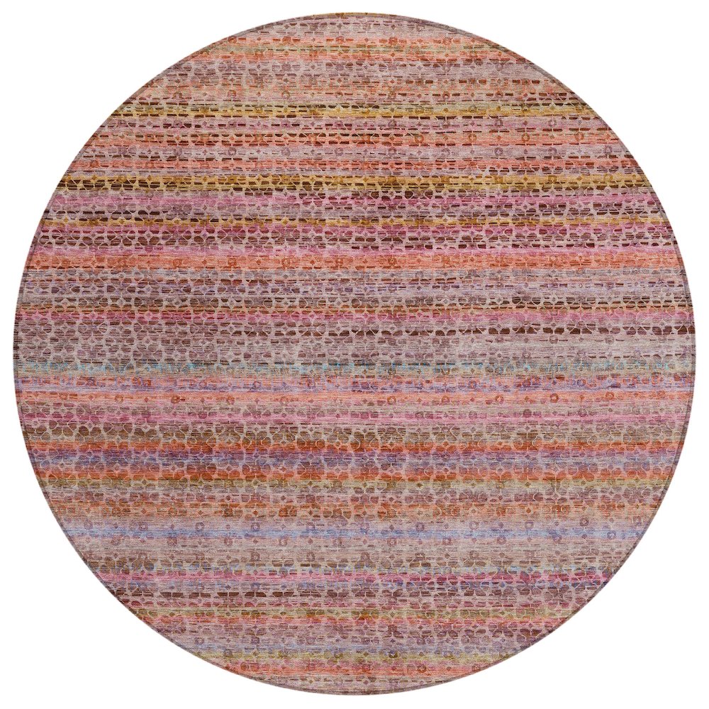 Machine Washable Indoor/Outdoor Chantille ACN2155 Pink 8 x 8 Round Rug