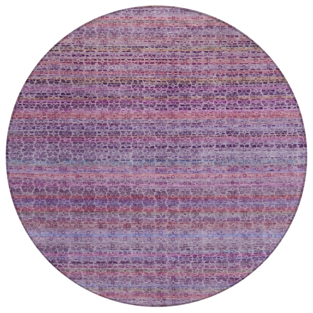 Machine Washable Indoor/Outdoor Chantille ACN2155 Purple 8 x 8 Round Rug