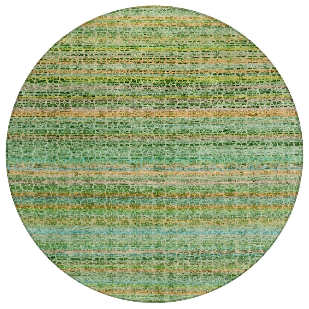 Machine Washable Indoor/Outdoor Chantille ACN2155 Teal 8 x 8 Round Rug