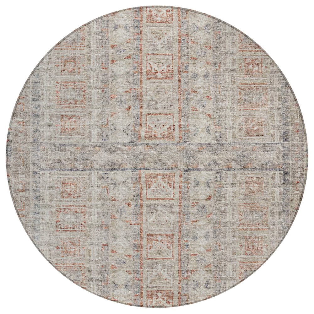 Machine Washable Indoor/Outdoor Chantille ACN2173 Beige 8 x 8 Round Rug