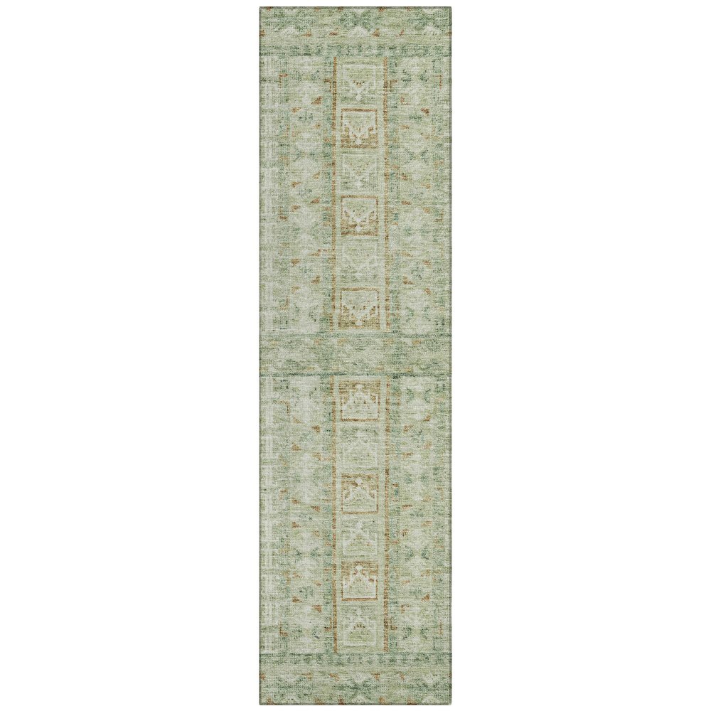 Machine Washable Indoor/Outdoor Chantille ACN2173 Green 23 x 76 Runner Rug