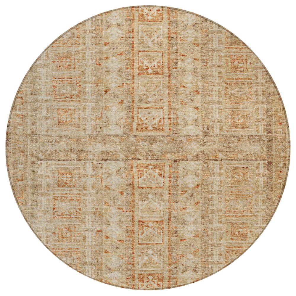 Machine Washable Indoor/Outdoor Chantille ACN2173 Paprika 8 x 8 Round Rug