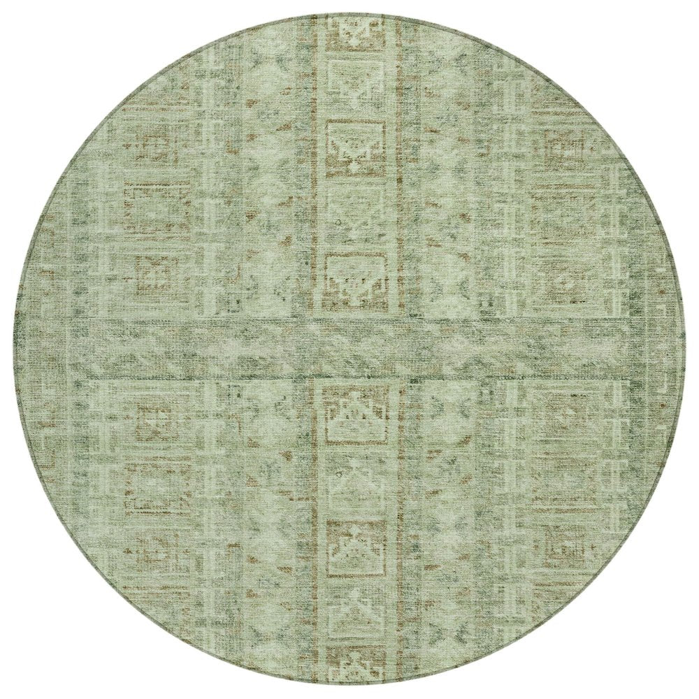 Machine Washable Indoor/Outdoor Chantille ACN2173 Sage 8 x 8 Round Rug