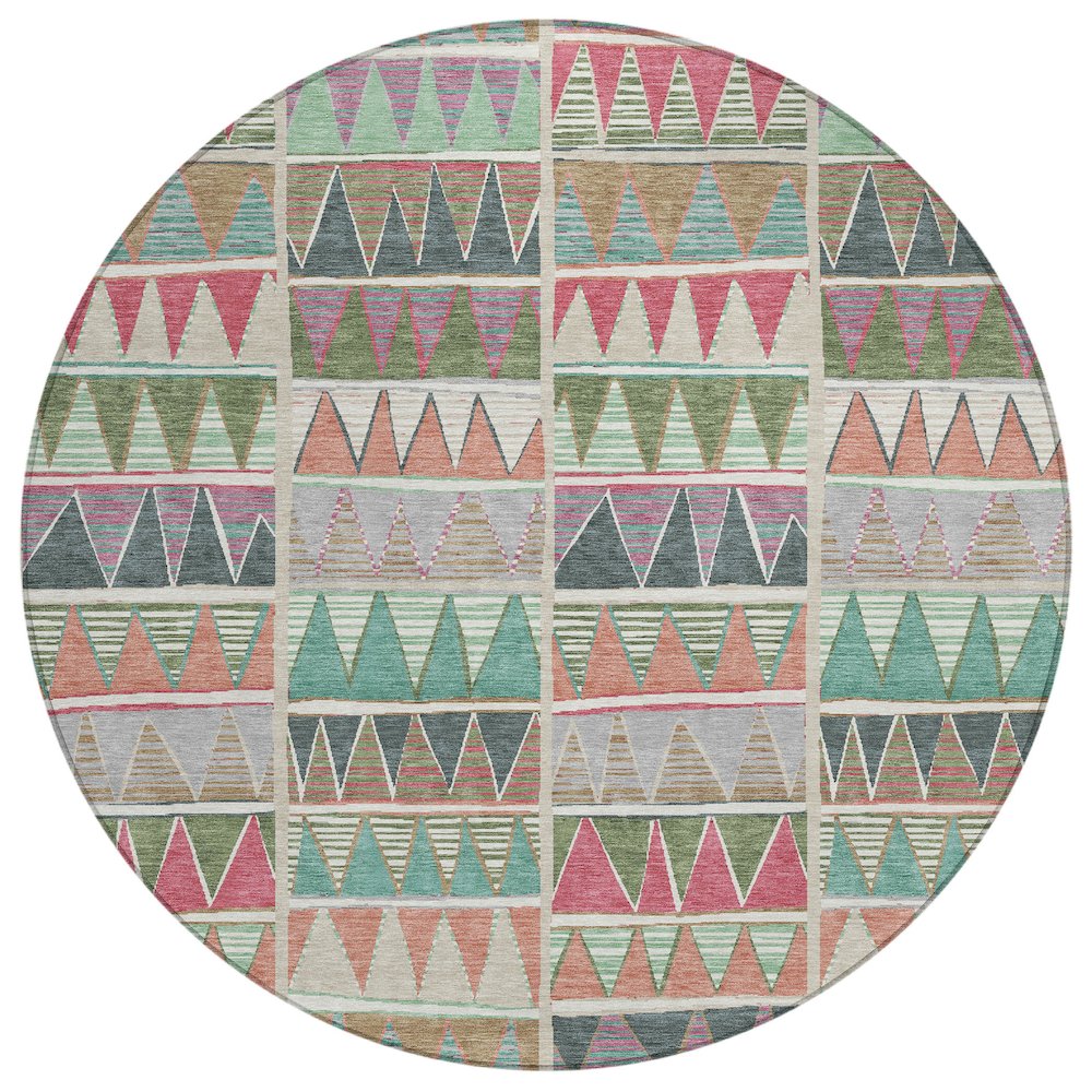 Machine Washable Indoor/Outdoor Chantille ACN2205 Salmon 8 x 8 Round Rug