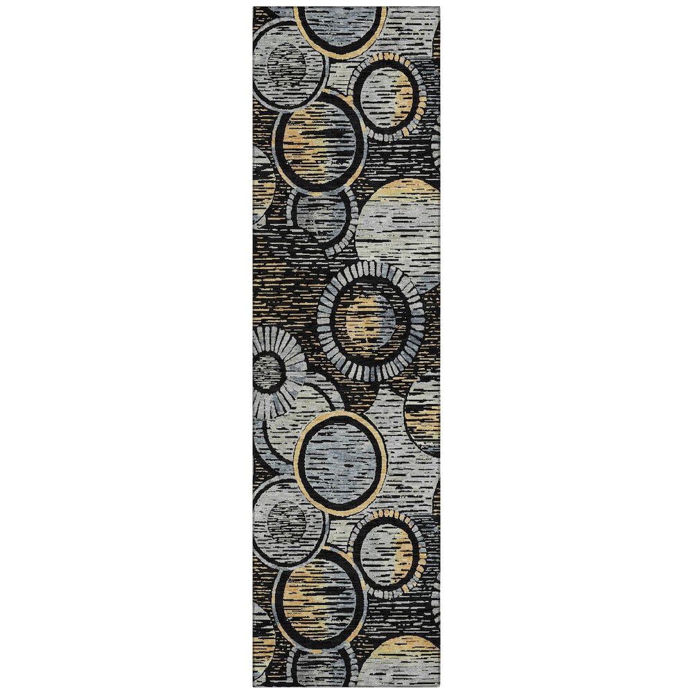 Machine Washable Indoor/Outdoor Chantille ACN2206 Black 23 x 76 Runner Rug