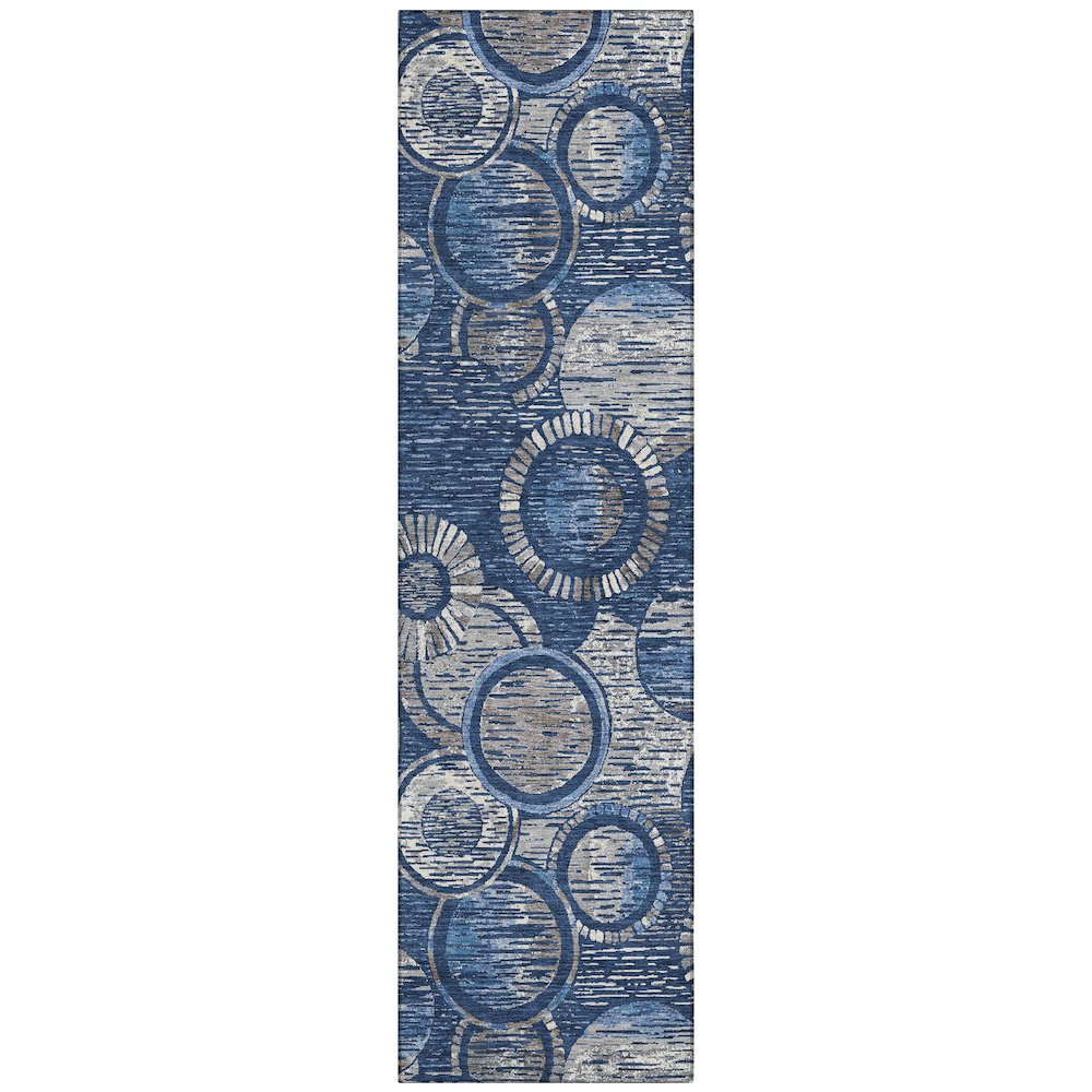 Machine Washable Indoor/Outdoor Chantille ACN2206 Navy 23 x 76 Runner Rug