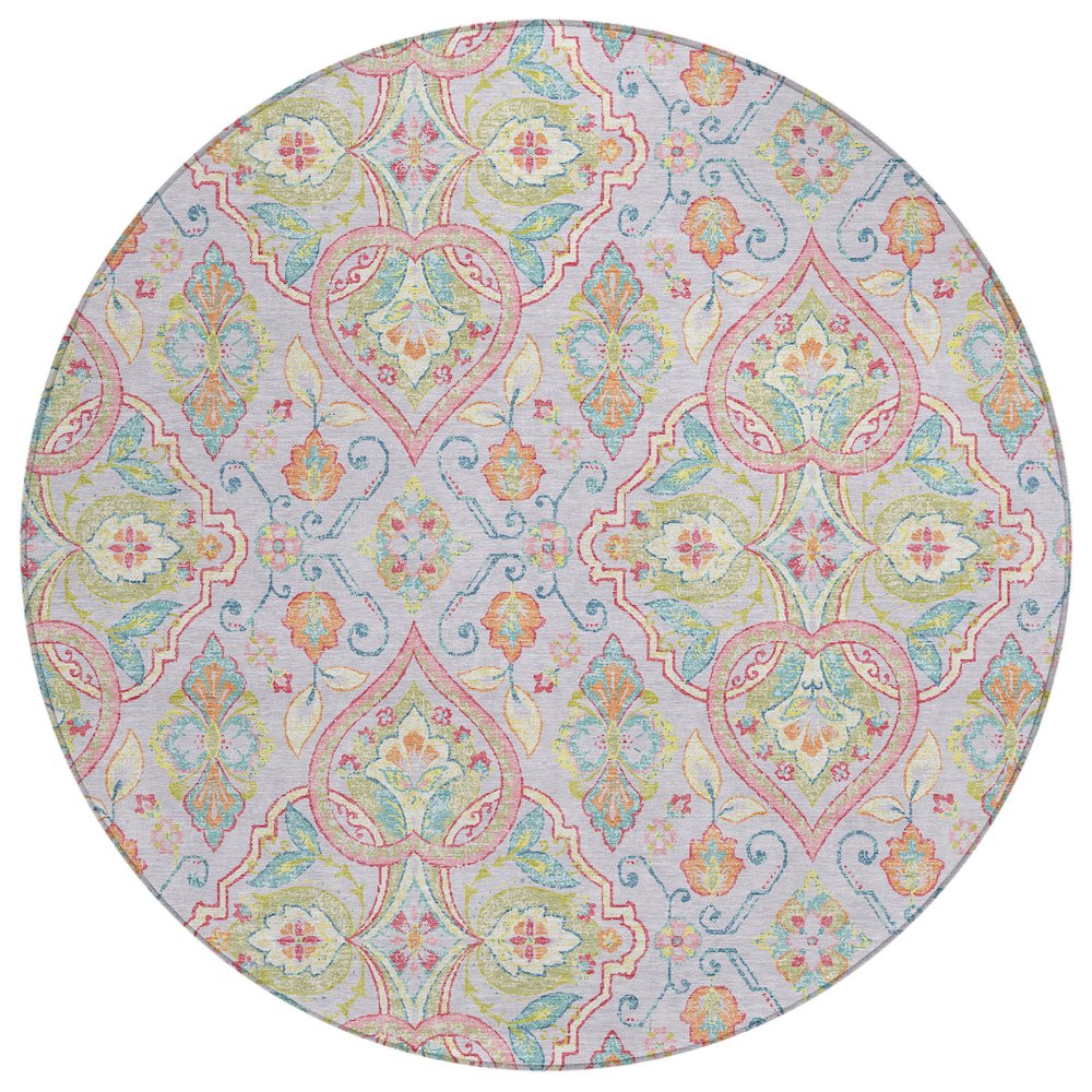 Machine Washable Indoor/Outdoor Chantille ACN2207 Lavender 8 x 8 Round Rug