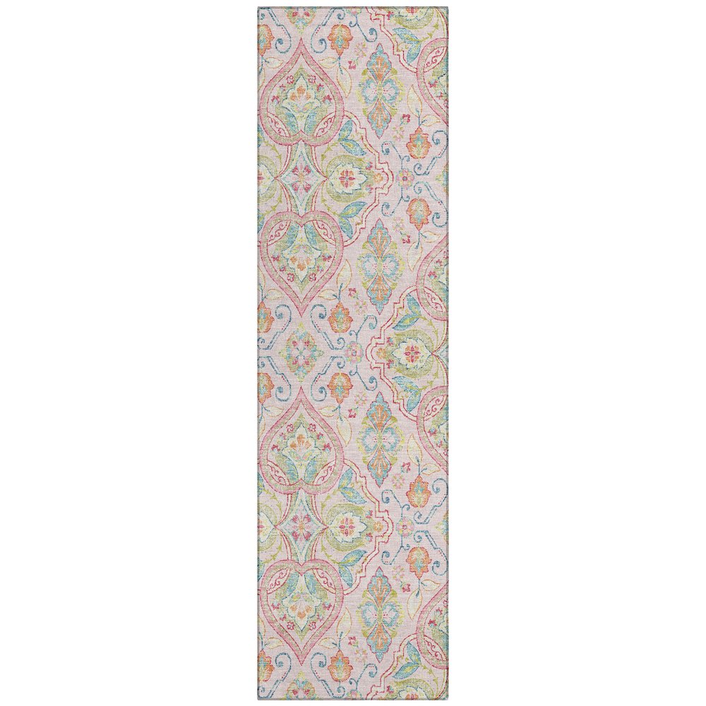 Machine Washable Indoor/Outdoor Chantille ACN2207 Pink 23 x 76 Runner Rug