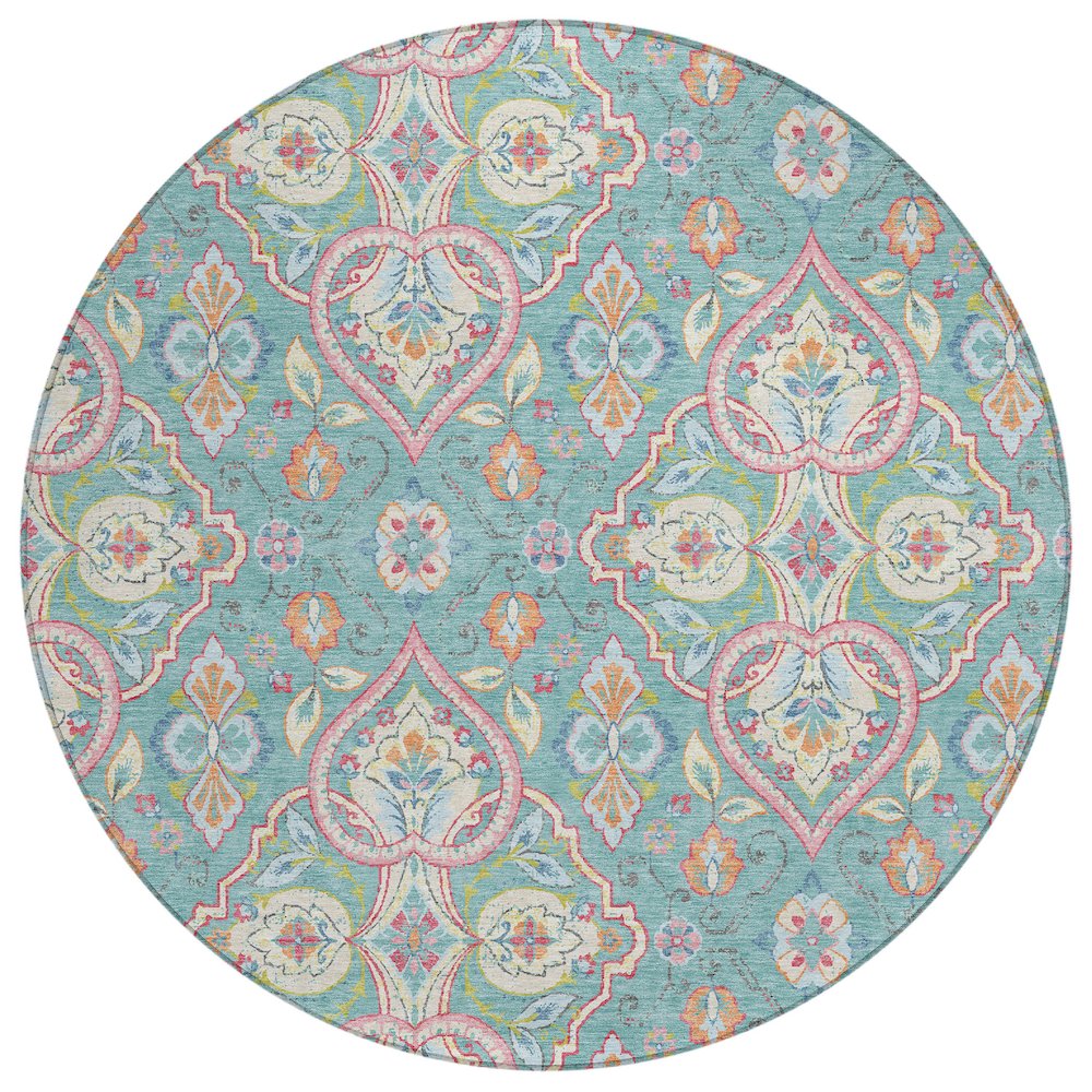 Machine Washable Indoor/Outdoor Chantille ACN2207 Spa 8 x 8 Round Rug