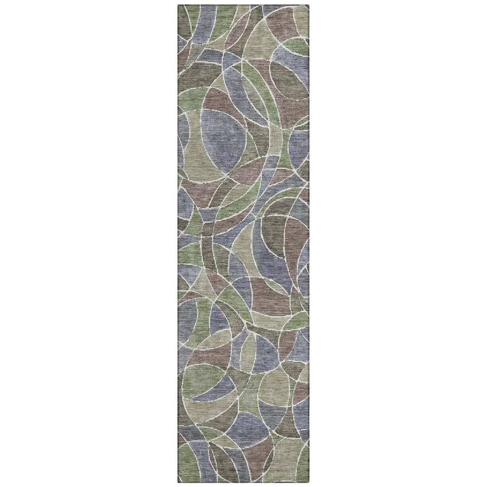 Machine Washable Indoor/Outdoor Chantille ACN2208 Green 23 x 76 Runner Rug