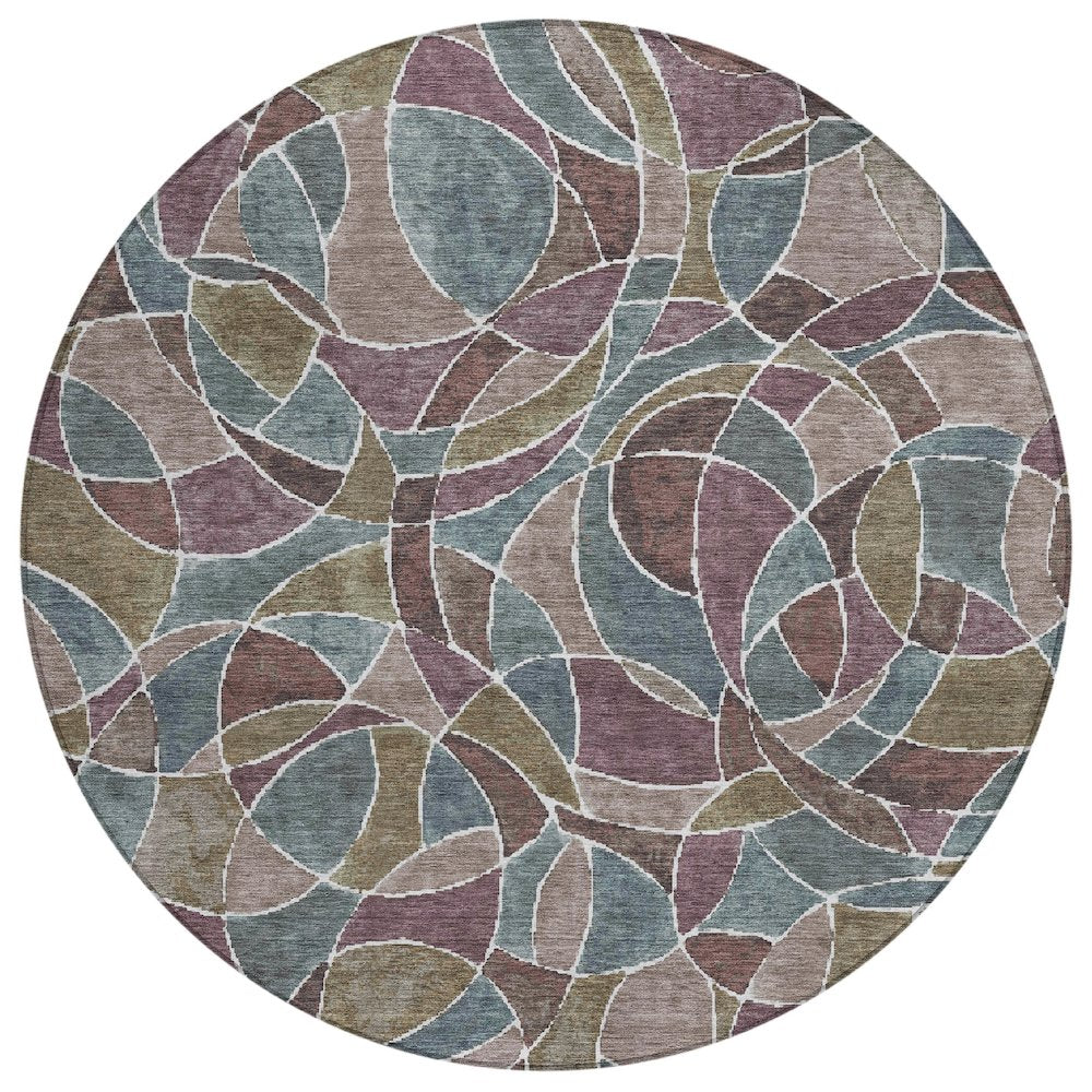 Machine Washable Indoor/Outdoor Chantille ACN2208 Plum 8 x 8 Round Rug