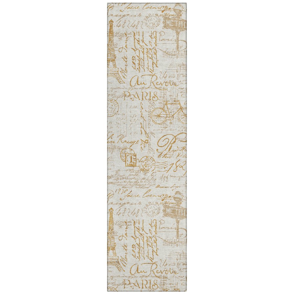 Machine Washable Indoor/Outdoor Chantille ACN2209 Gold 23 x 76 Runner Rug