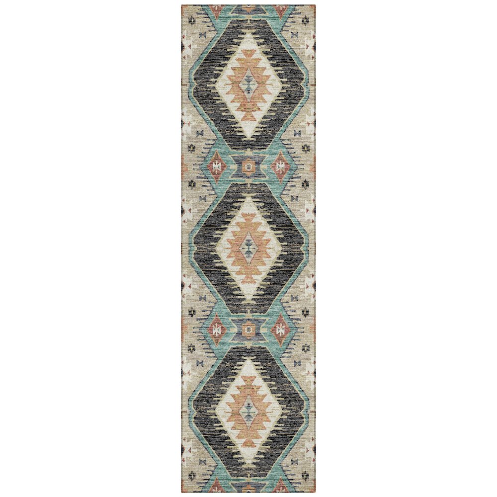 Machine Washable Indoor/Outdoor Chantille ACN2210 Black 23 x 76 Runner Rug