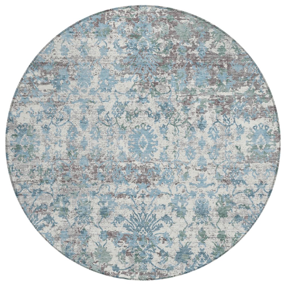 Machine Washable Indoor/Outdoor Chantille ACN2211 Denim 8 x 8 Round Rug