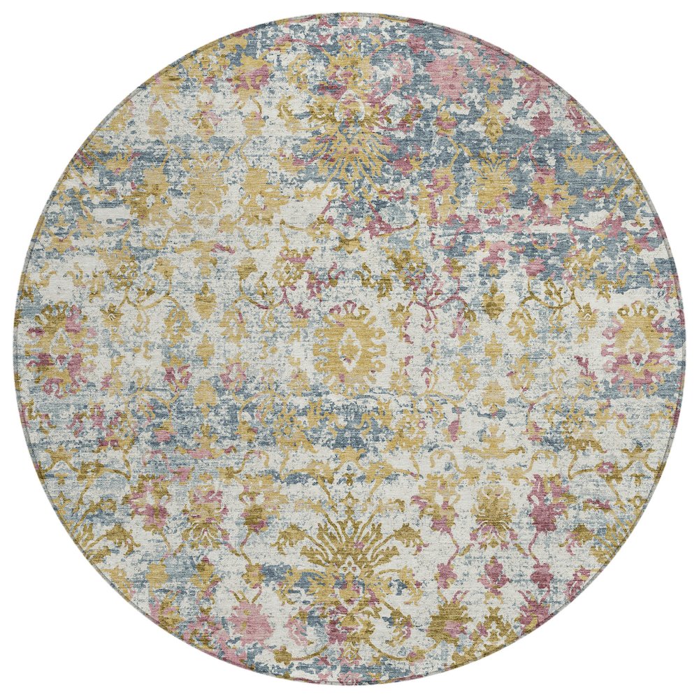 Machine Washable Indoor/Outdoor Chantille ACN2211 Wheat 8 x 8 Round Rug