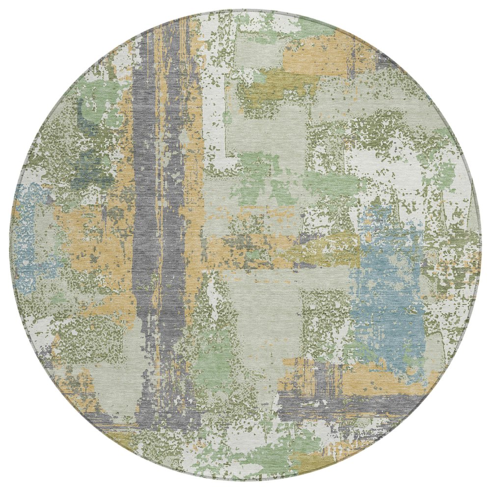 Machine Washable Indoor/Outdoor Chantille ACN2212 Aloe 8 x 8 Round Rug