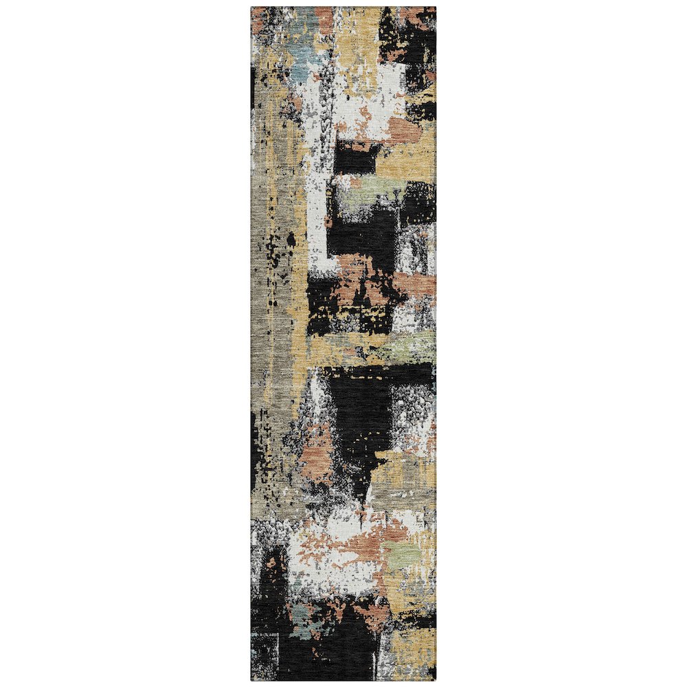 Machine Washable Indoor/Outdoor Chantille ACN2212 Black 23 x 76 Runner Rug