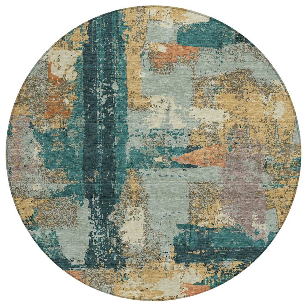 Machine Washable Indoor/Outdoor Chantille ACN2212 Seafoam 8 x 8 Round Rug