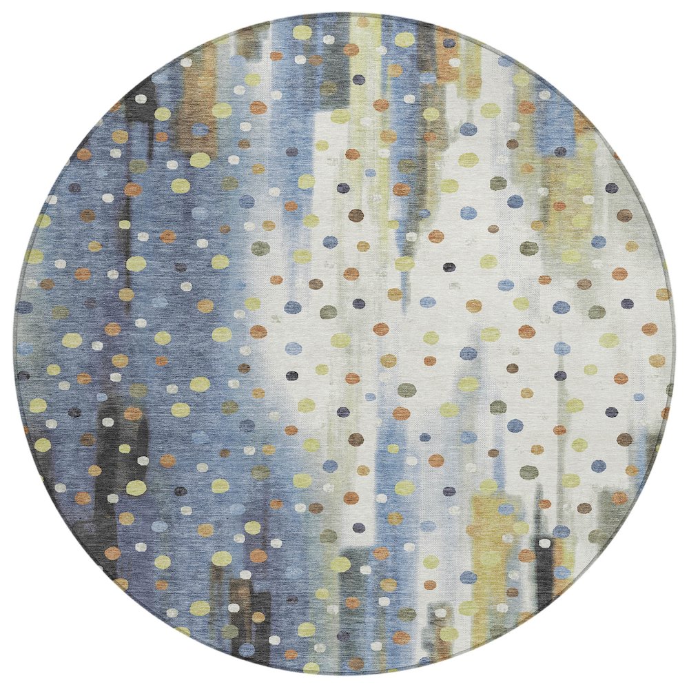 Machine Washable Indoor/Outdoor Chantille ACN2213 Denim 8 x 8 Round Rug