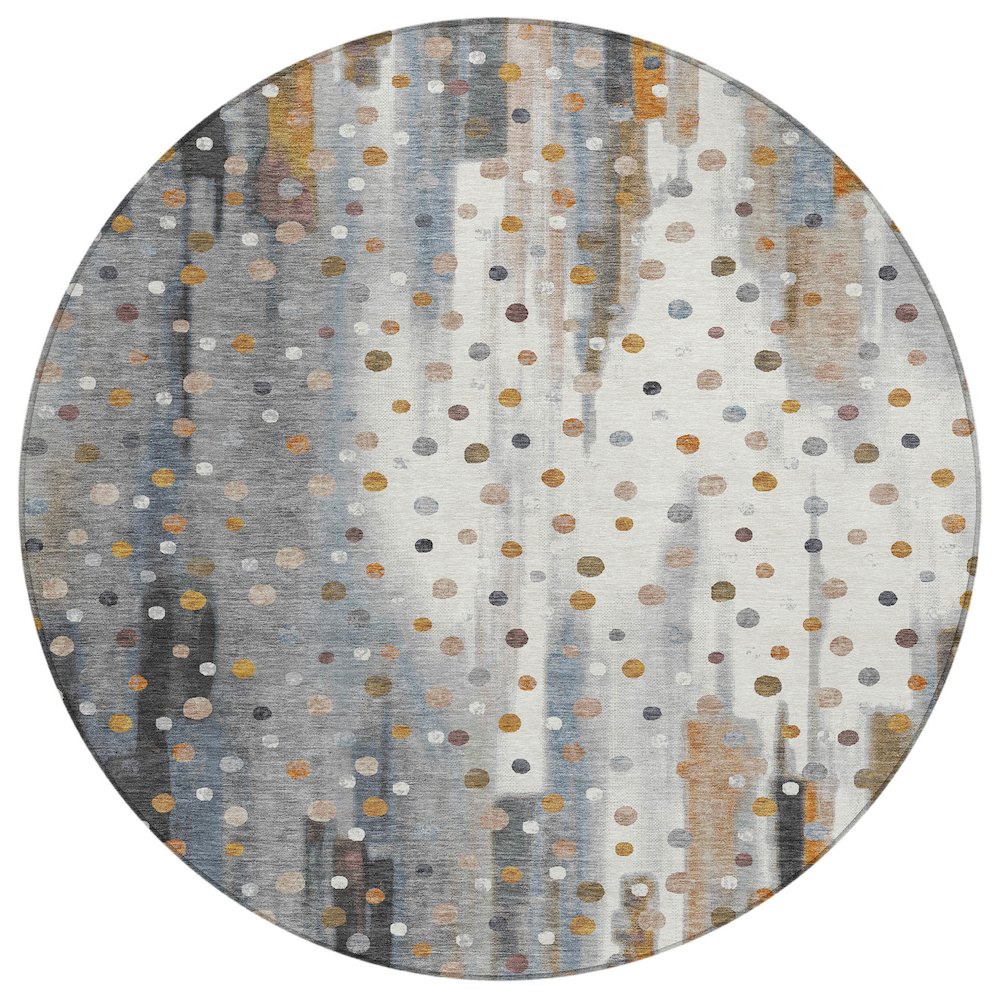 Machine Washable Indoor/Outdoor Chantille ACN2213 Gray 8 x 8 Round Rug