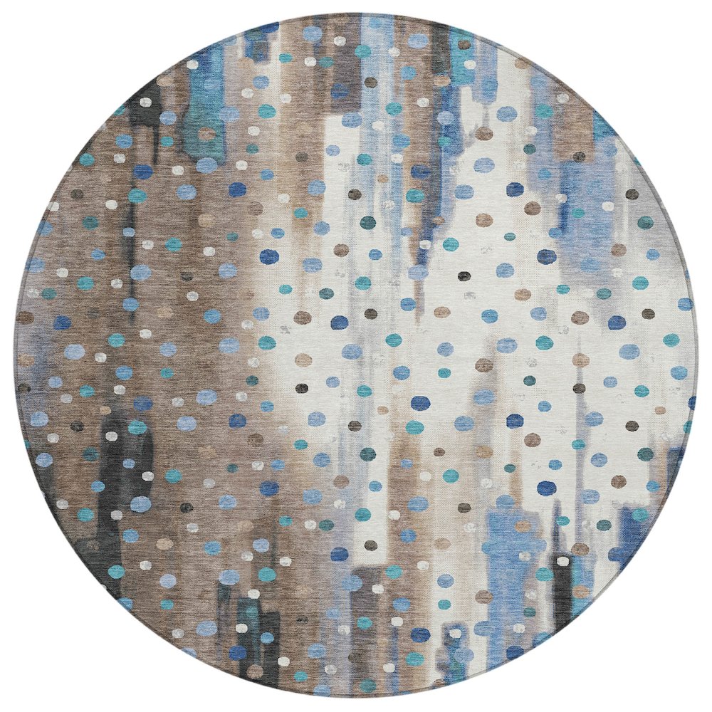 Machine Washable Indoor/Outdoor Chantille ACN2213 Taupe 8 x 8 Round Rug