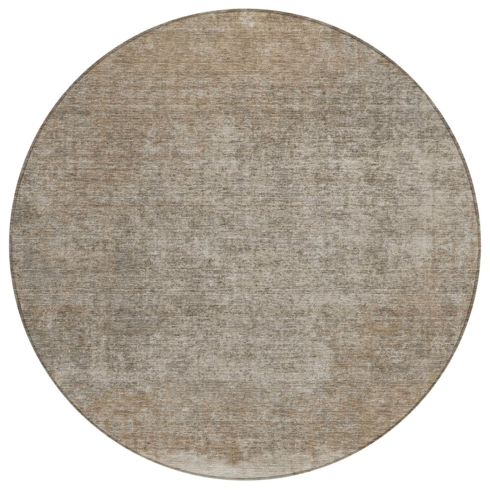 Machine Washable Indoor/Outdoor Chantille ACN2214 Beige 8 x 8 Round Rug