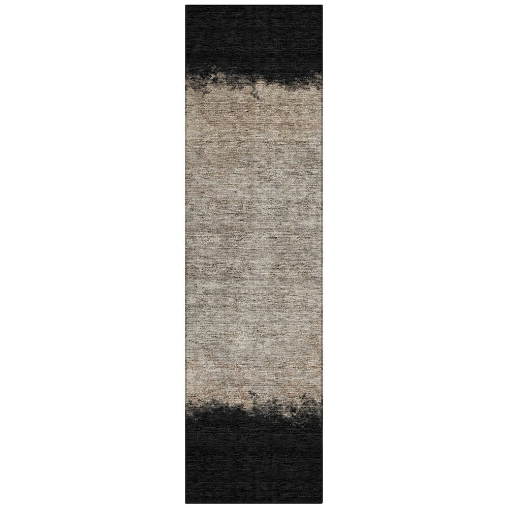 Machine Washable Indoor/Outdoor Chantille ACN2214 Black 23 x 76 Runner Rug