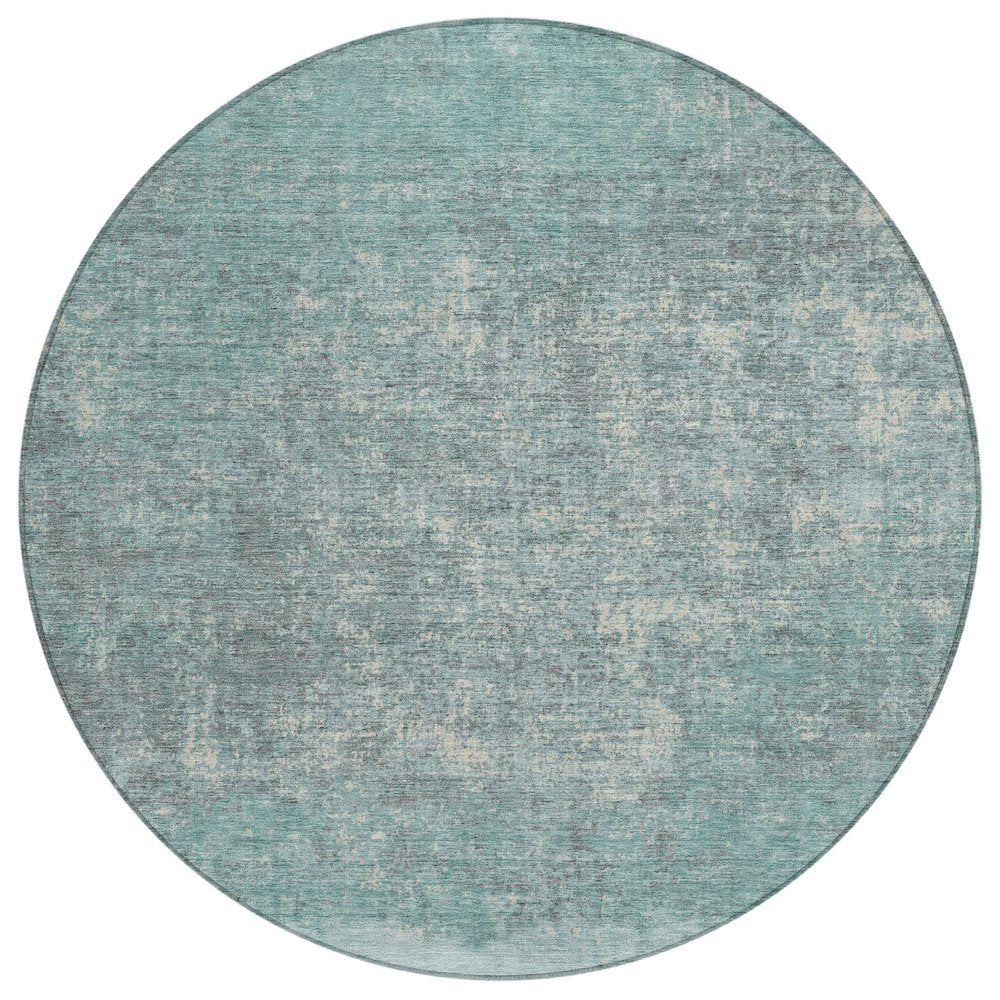 Machine Washable Indoor/Outdoor Chantille ACN2214 Teal 8 x 8 Round Rug