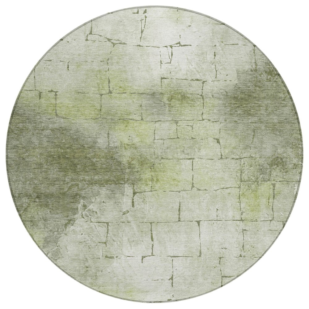 Machine Washable Indoor/Outdoor Chantille ACN2215 Aloe 8 x 8 Round Rug