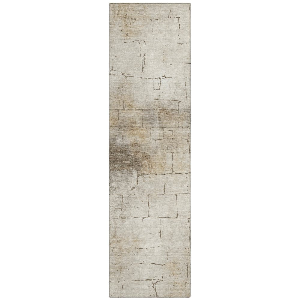 Machine Washable Indoor/Outdoor Chantille ACN2215 Beige 23 x 76 Runner Rug