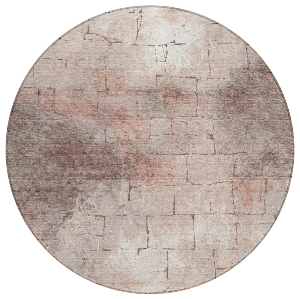 Machine Washable Indoor/Outdoor Chantille ACN2215 Coral 8 x 8 Round Rug