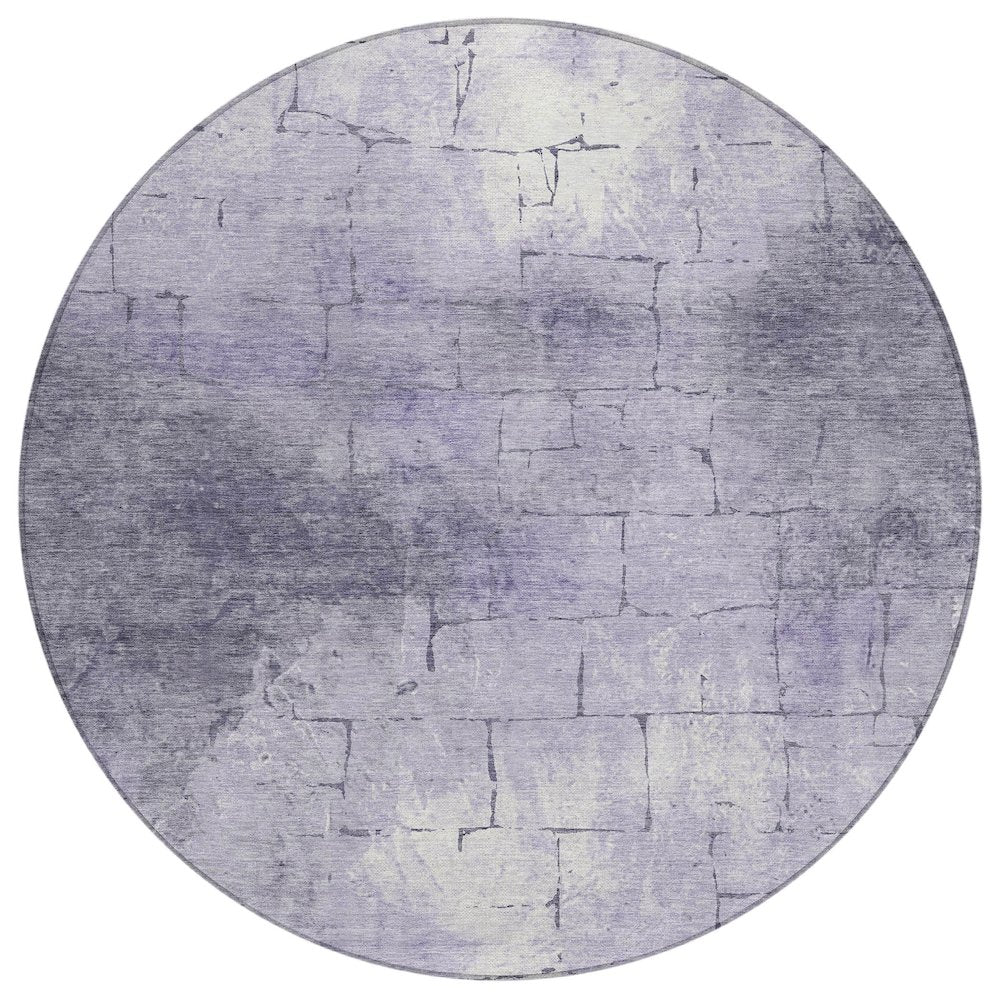 Machine Washable Indoor/Outdoor Chantille ACN2215 Lavender 8 x 8 Round Rug
