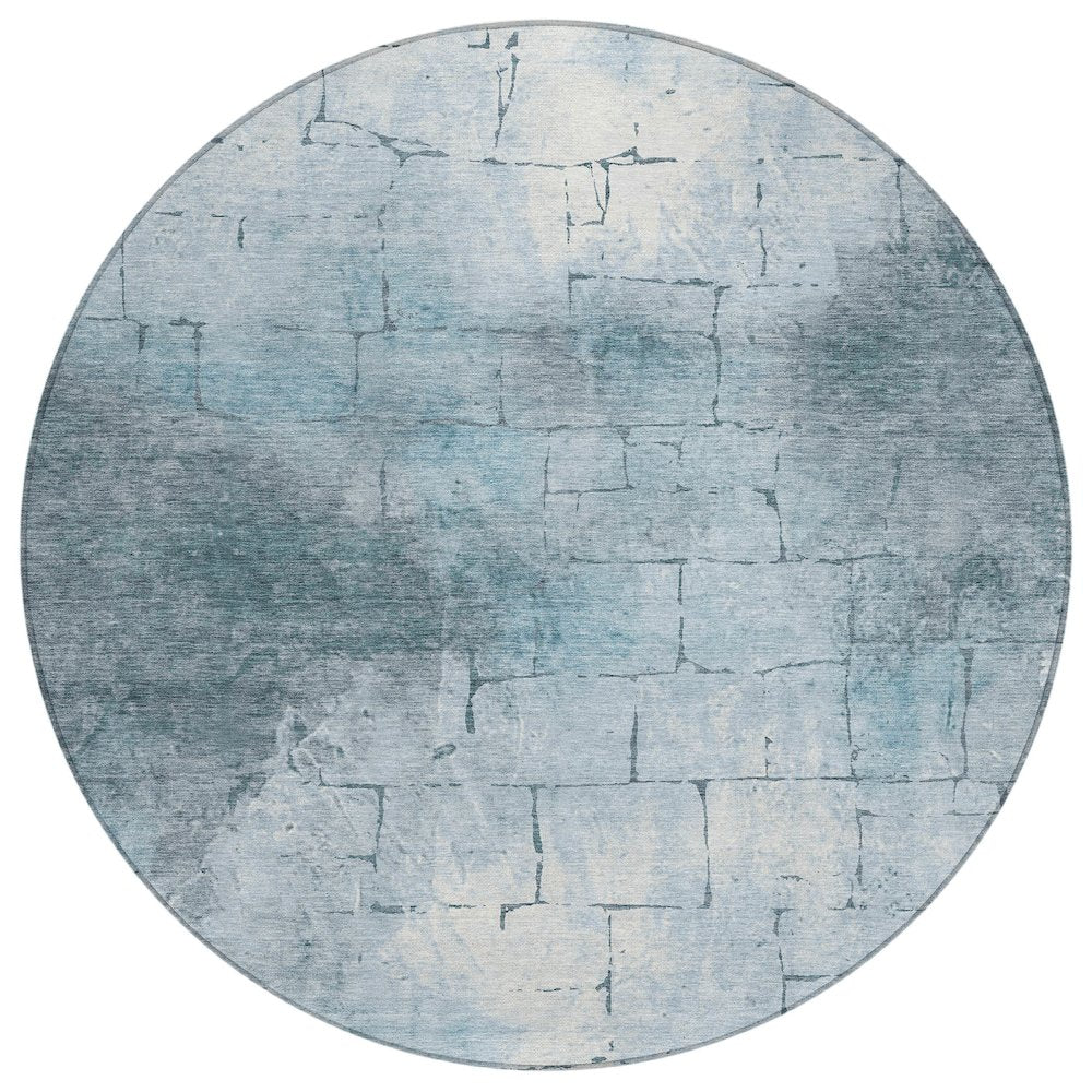 Machine Washable Indoor/Outdoor Chantille ACN2215 Sky 8 x 8 Round Rug