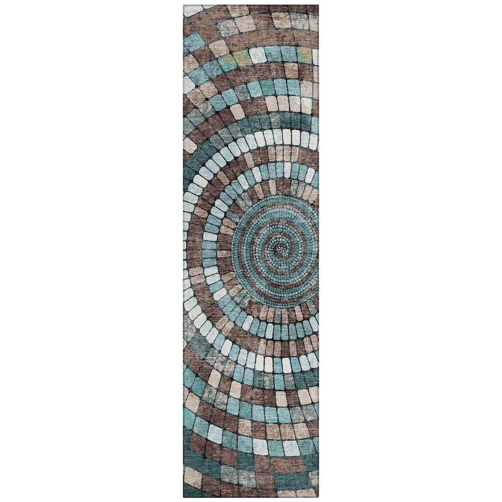 Machine Washable Indoor/Outdoor Chantille ACN2216 Teal 23 x 76 Runner Rug