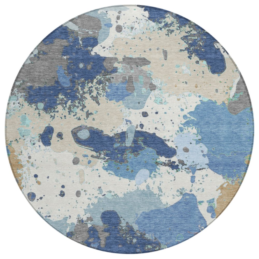 Machine Washable Indoor/Outdoor Chantille ACN2217 Denim 8 x 8 Round Rug