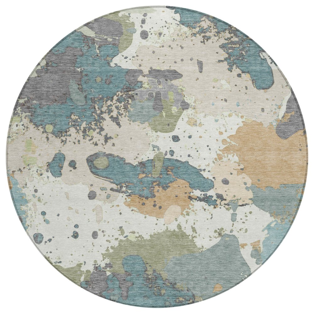 Machine Washable Indoor/Outdoor Chantille ACN2217 Seafoam 8 x 8 Round Rug