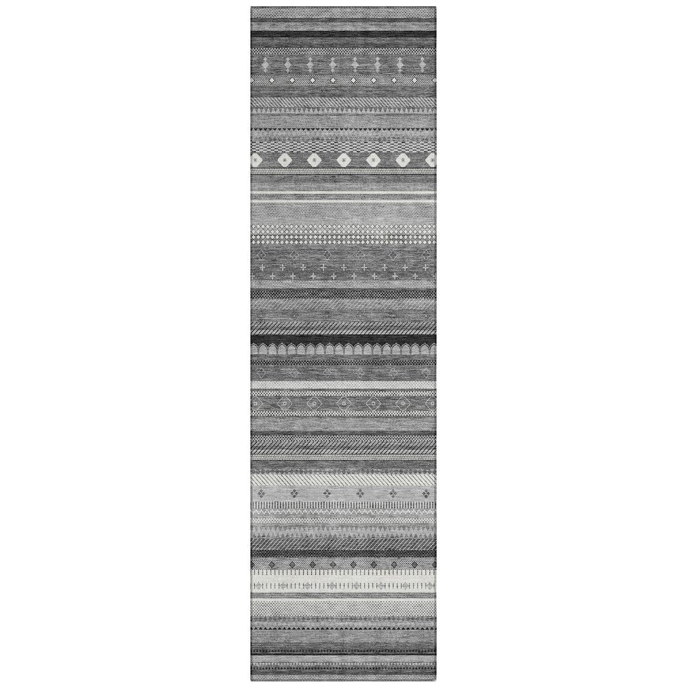 Machine Washable Indoor/Outdoor Chantille ACN2218 Gray 23 x 76 Runner Rug