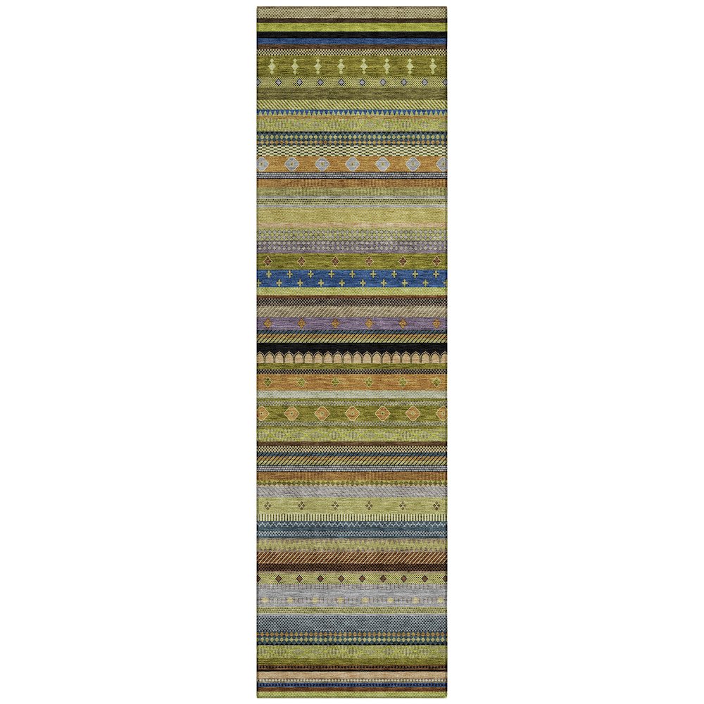 Machine Washable Indoor/Outdoor Chantille ACN2218 Olive 23 x 76 Runner Rug