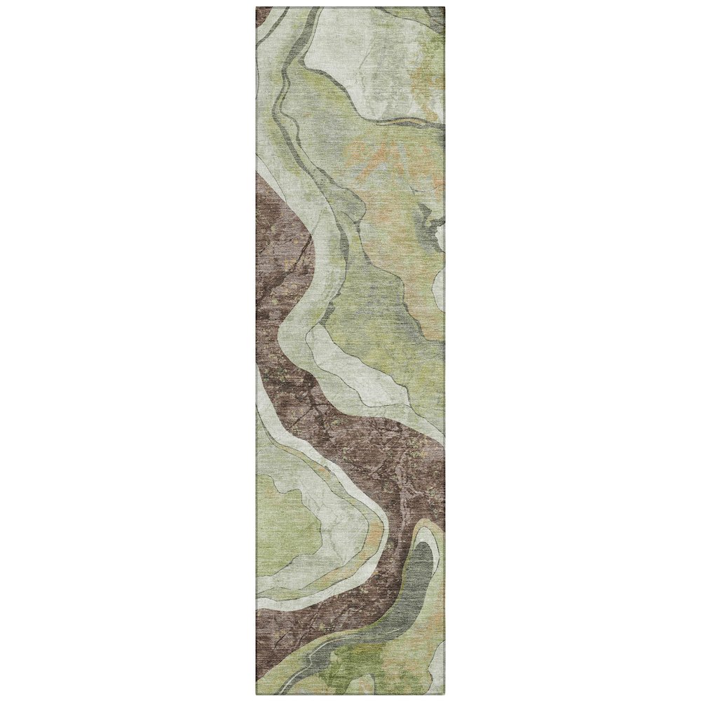 Machine Washable Indoor/Outdoor Chantille ACN2219 Aloe 23 x 76 Runner Rug