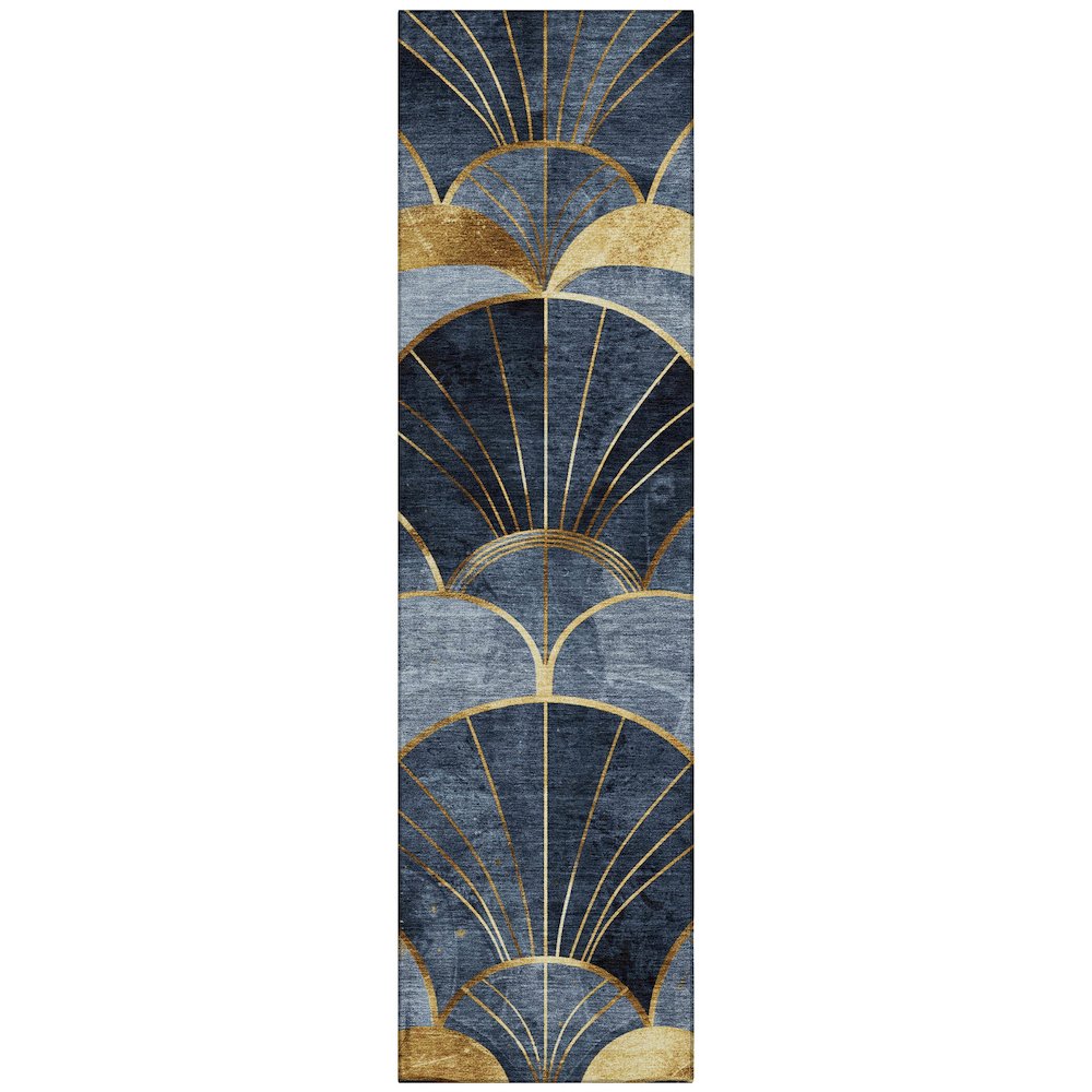 Machine Washable Indoor/Outdoor Chantille ACN2221 Navy 23 x 76 Runner Rug