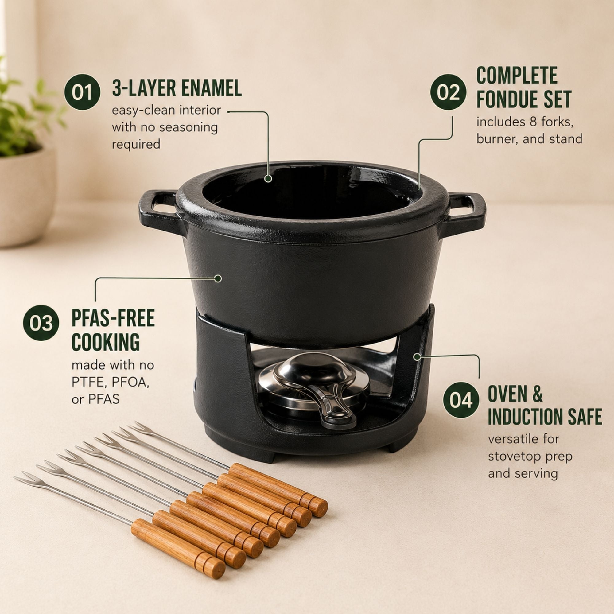Fondue Set, 8-Piece, 2-Qt