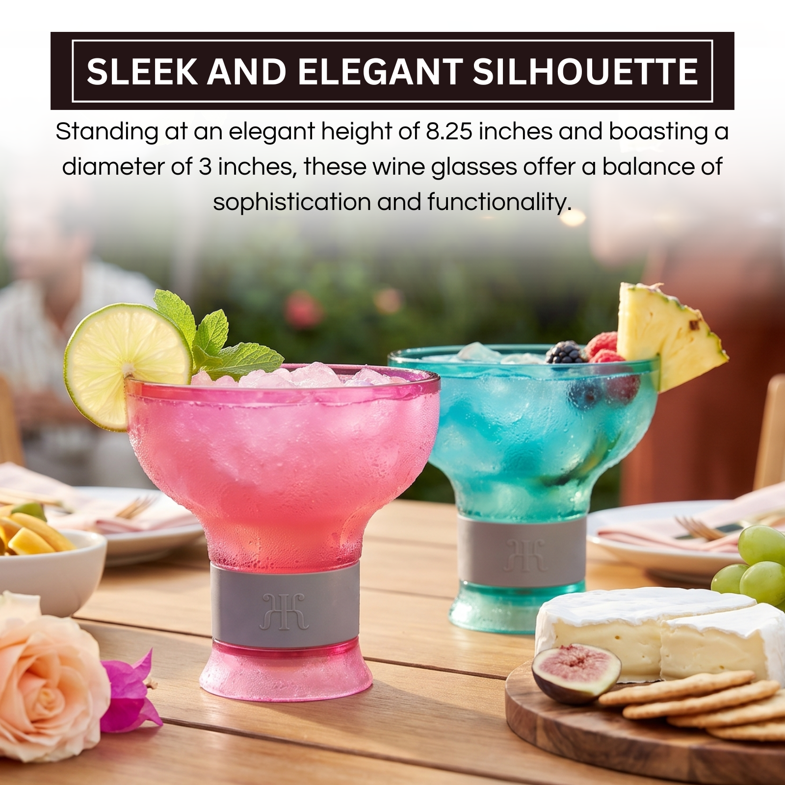 Eze Frozen Margarita & Cocktail Chiller Glasses, Acrylic, Set of 4