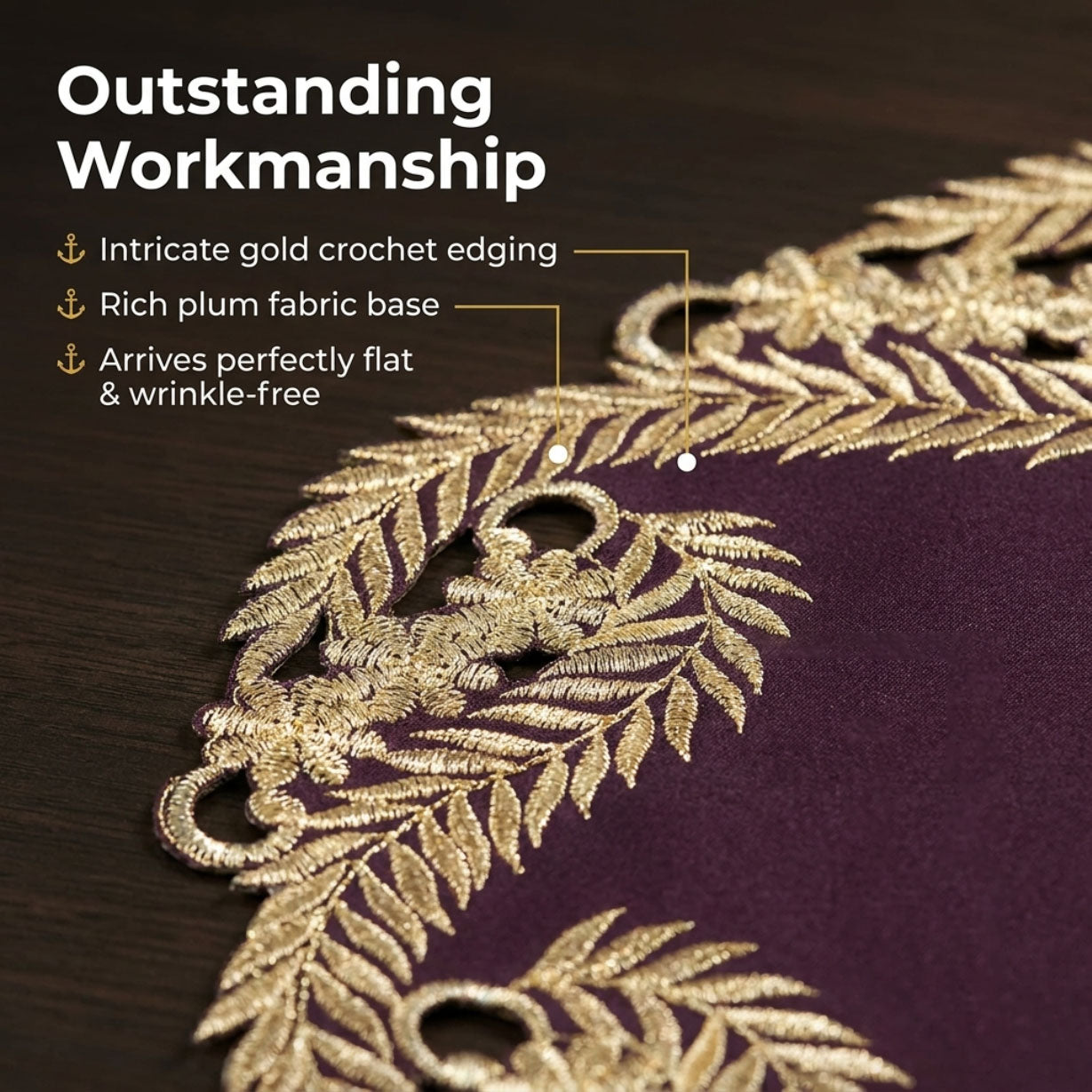 Plum Gold Doilies – 15 Inch Table Doilies | Rustic Vintage Table Decor