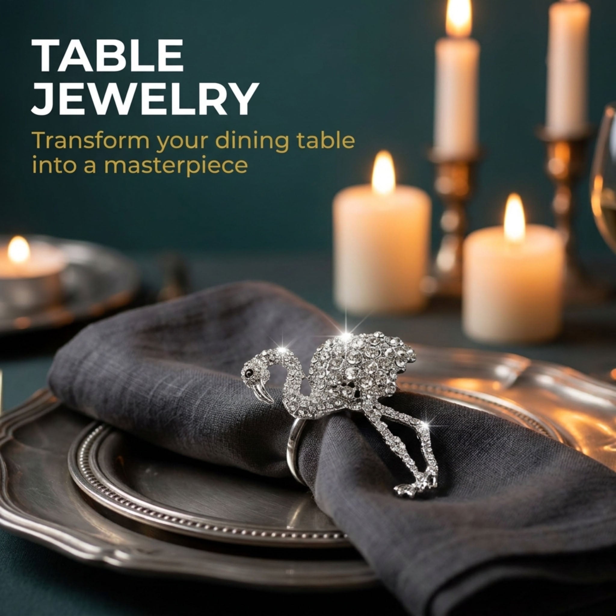 Silver Flamingo Napkin Rings – Elegant Rust Resistant Table Decor Rings for Dining