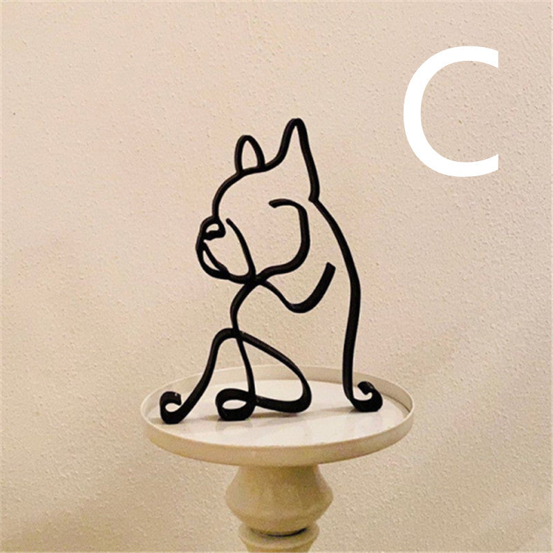 Simple Metal Dog Art Sculpture Decoration
