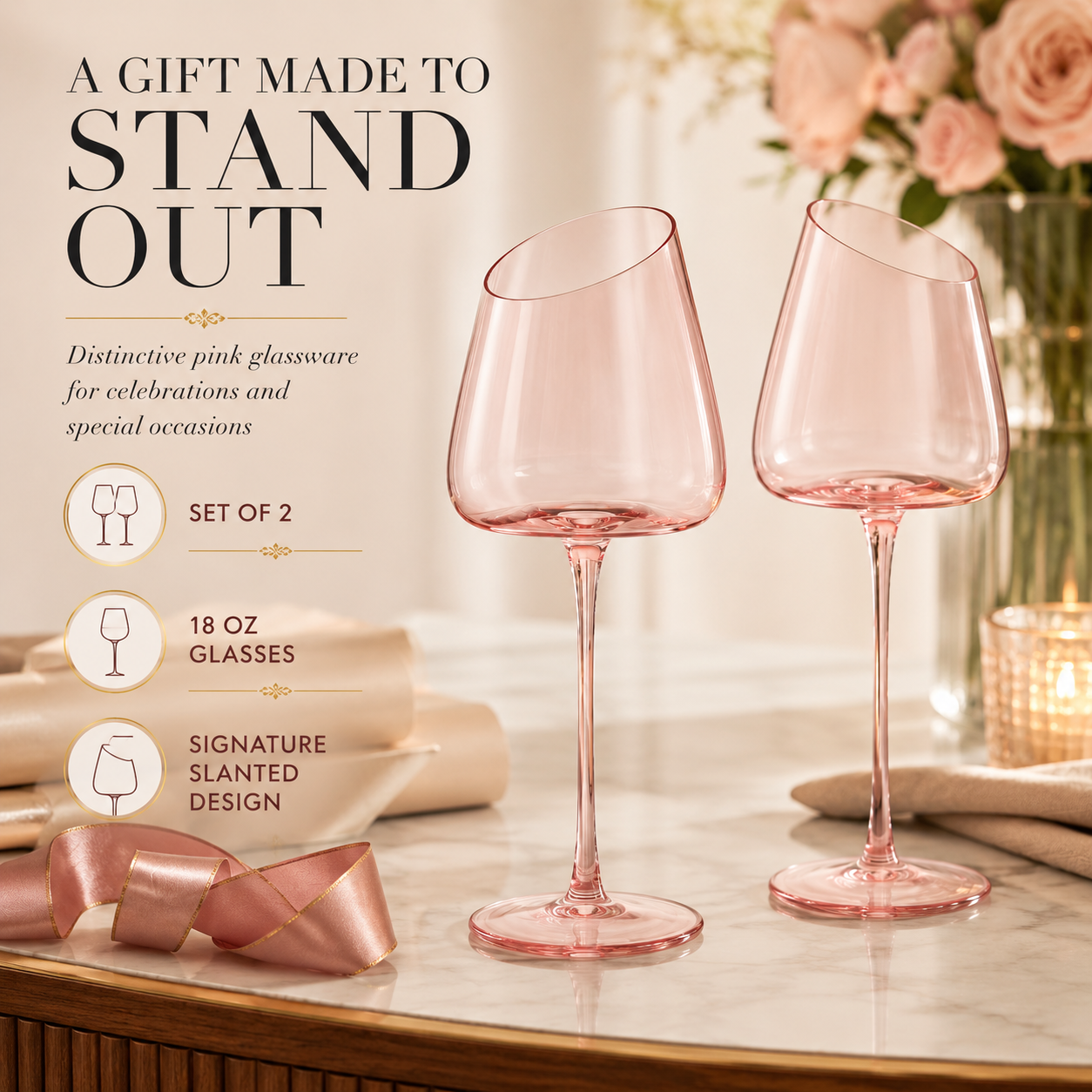 Colosseum Stemmed Wine Glassware, Set of 2