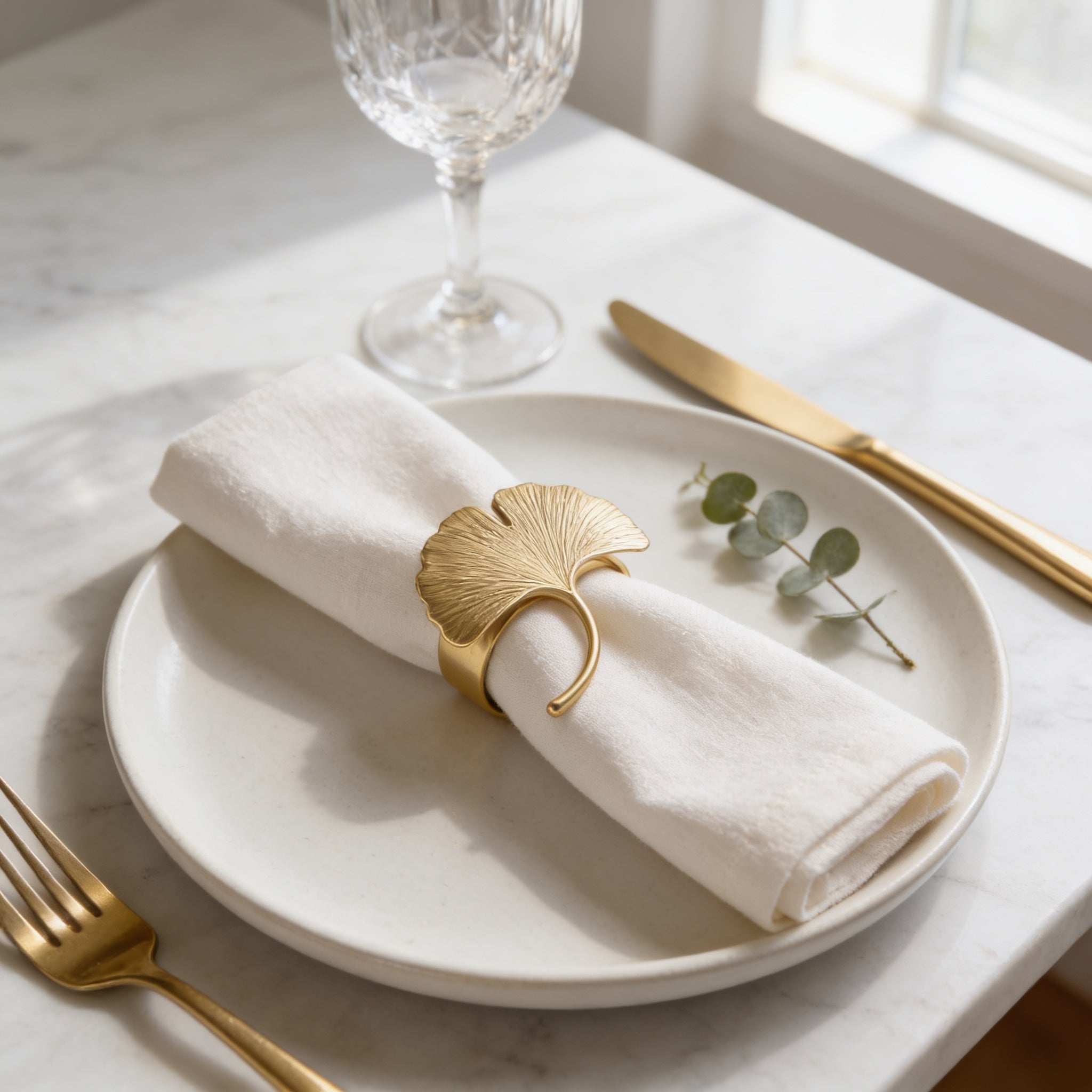 Gold Leaf Napkin Rings – Elegant Leaf Design Rings | Rust Resistant Table Decor Accessories